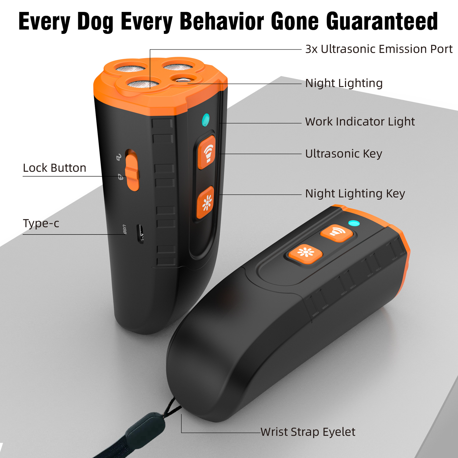 Portable 3-Core Ultrasonic Dog Repeller - High-Power Bark Control with Flash โ image 3