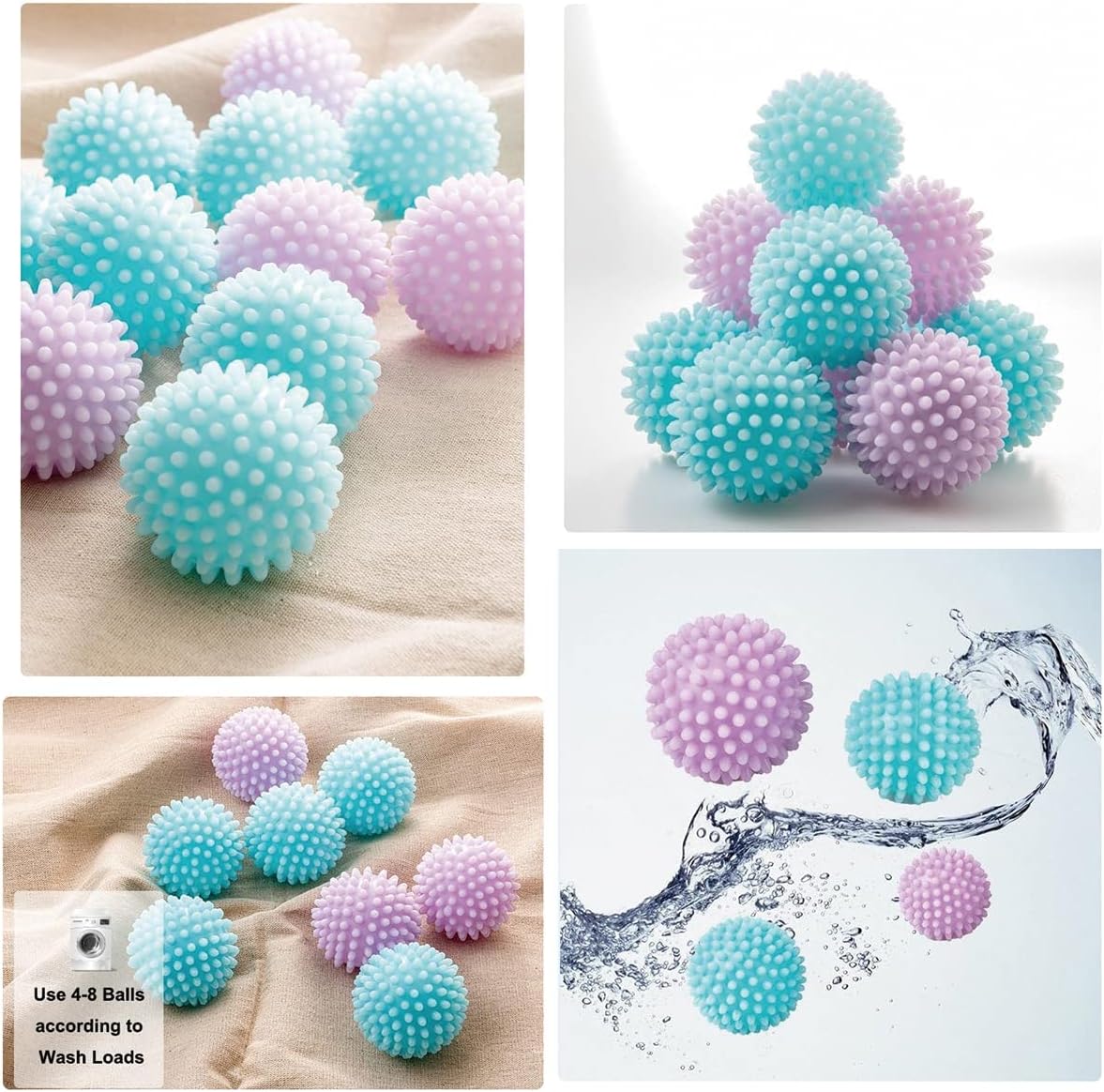 Reusable Laundry Dryer Balls - Eco Friendly Fabric Softener Alternatives Soften and Fluff Laundry Wrinkle Release(Set of 4 Random Color) β image 6