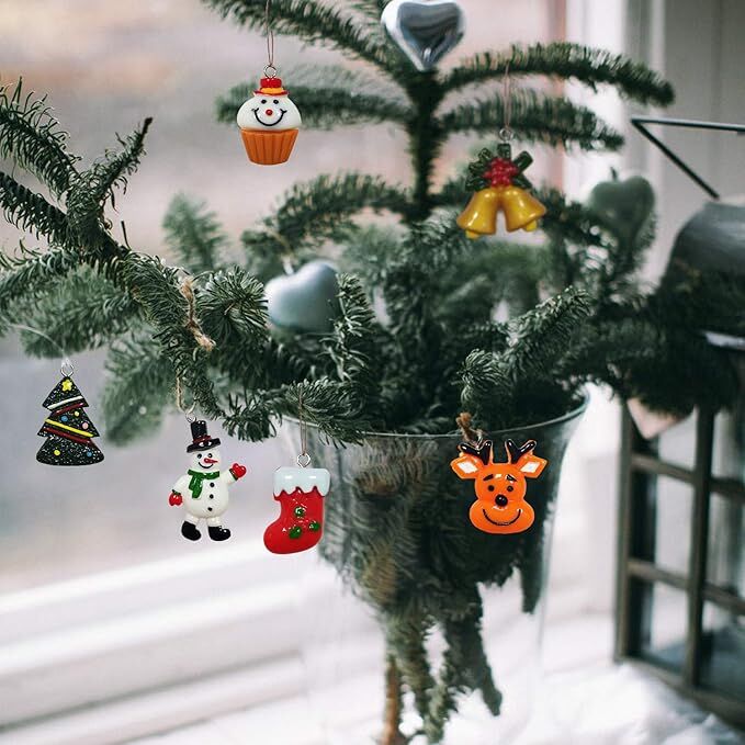 30pcs Mini Christmas Ornaments for Mini Tree Decorations Small Christmas Ornaments Resin Miniatures for Craft Christmas Decor — image 3