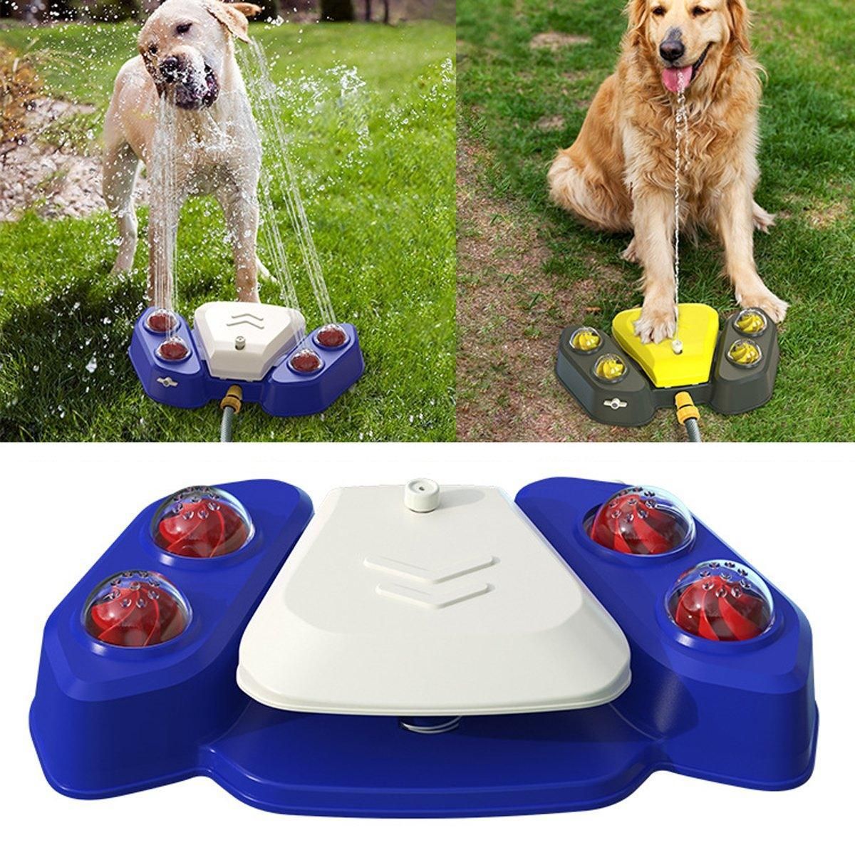 Automatic Water Feeder Dispenser with Bath Spray and Footstep Dog Toys for Pets - Blue — image 5