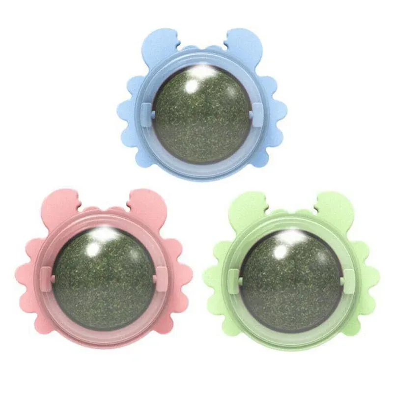 2PCS Rotatable Catnip Mint Ball Cat Treat Toys Licking Snack Cat Molar - Green — image 3