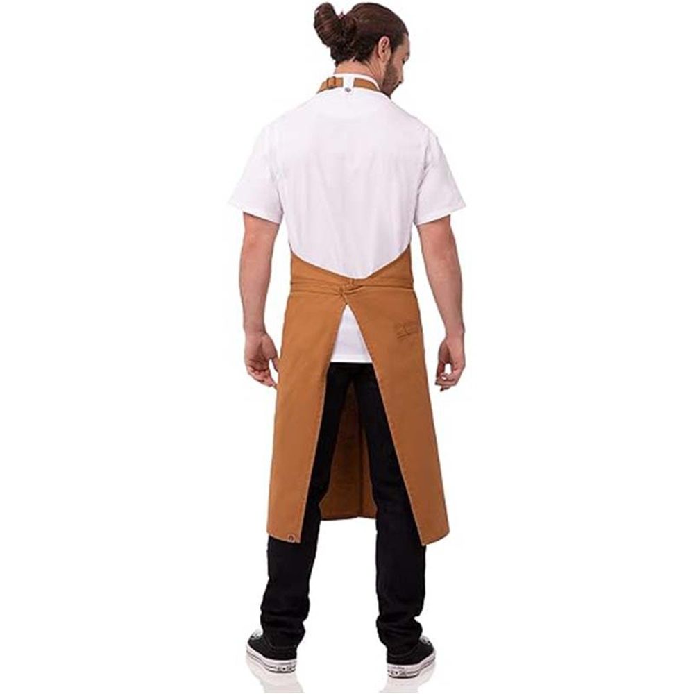 Cooking, Gardening, Grilling, Pain Long apron with tie and neck hanging, restaurant bar service staff work clothes apron（brown） — image 3