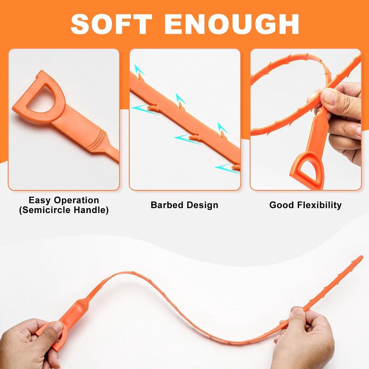 6 Pack 50 cm Drain Snake Hair Removers, Flexible Drain Cleaning Tools for Shower, Sink, Washbasin and Bathtub Clogs โ image 5