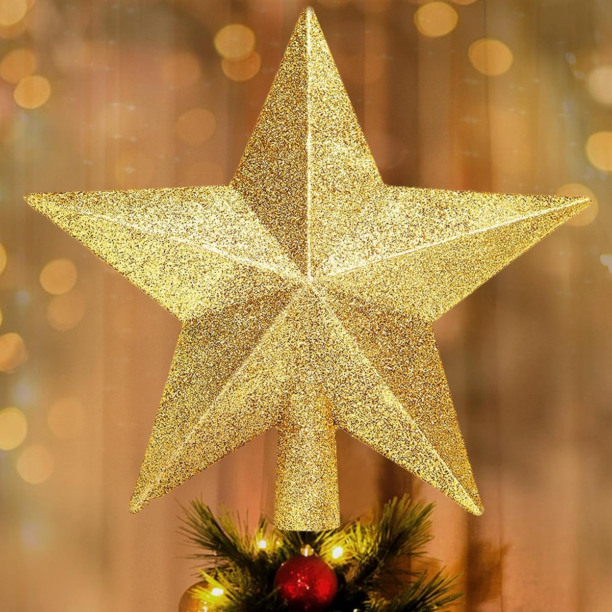 Christmas tree topper - Sparkling Christmas star for the treetop - Perfect for Christmas decorations, Christmas tree ornaments, festive displays, and home