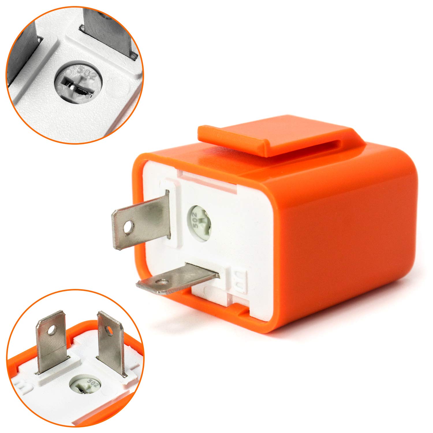 2Pcs 2-Pin Electronic Turn Signal Flasher Relay Fix Motorcycle Turn Signal Hyper Flash, Adjustable Motorcycle LED Turn Signal Hyper Indicator Flasher Relay — image 2