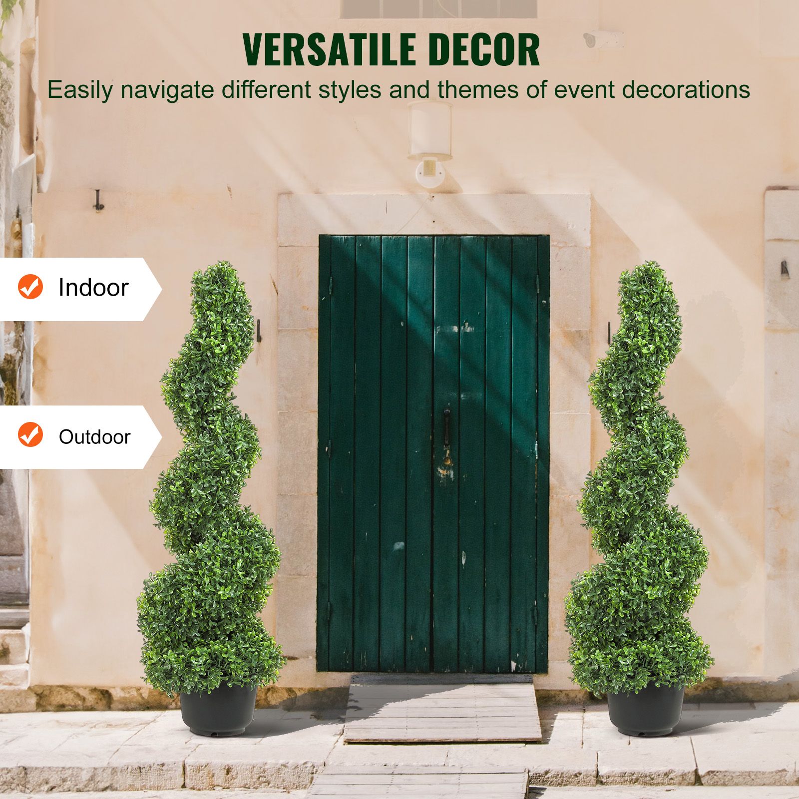 Artificial Topiaries Boxwood Trees, 7.6cm Tall (2 Pieces) Faux Topiary Plant Outdoor, All-year Green Feaux Plant w/ Replaceable Leaves for Decorative — image 6