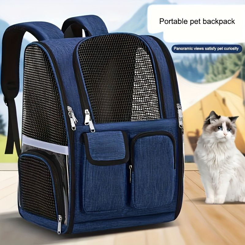 Dog Carrier Backpack Pet Transport Bag Travel Accessory For Dogs Dog Supplies - Blue - Size routine — image 5