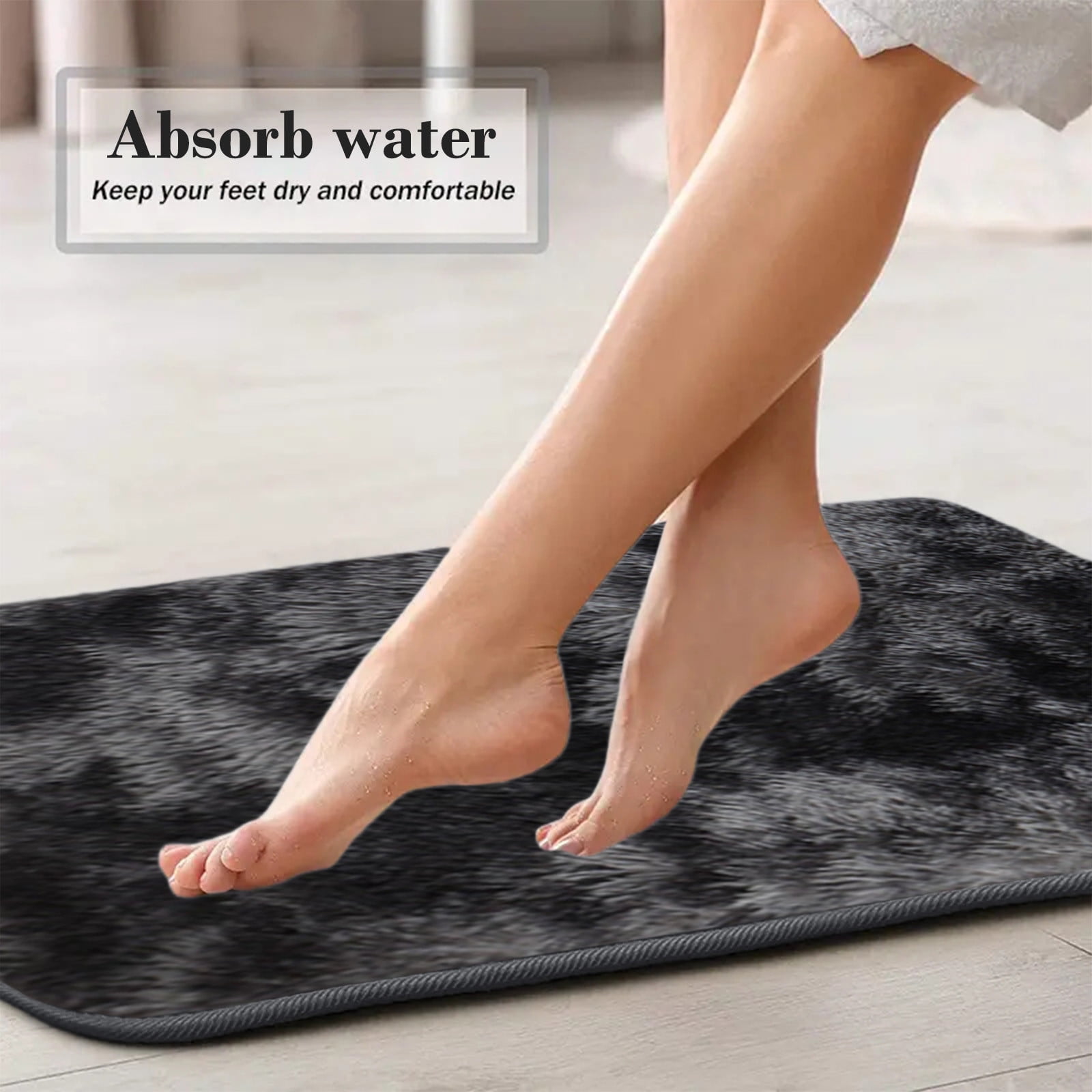5Pc Bath Mats for Bathroom, Quick-Dry Bathroom Rugs Sets Washable Non-Slip Bath Mat Ultra Soft Absorbent with U-Shaped Toilet for Bathroom, Tub, Shower,Black — image 6