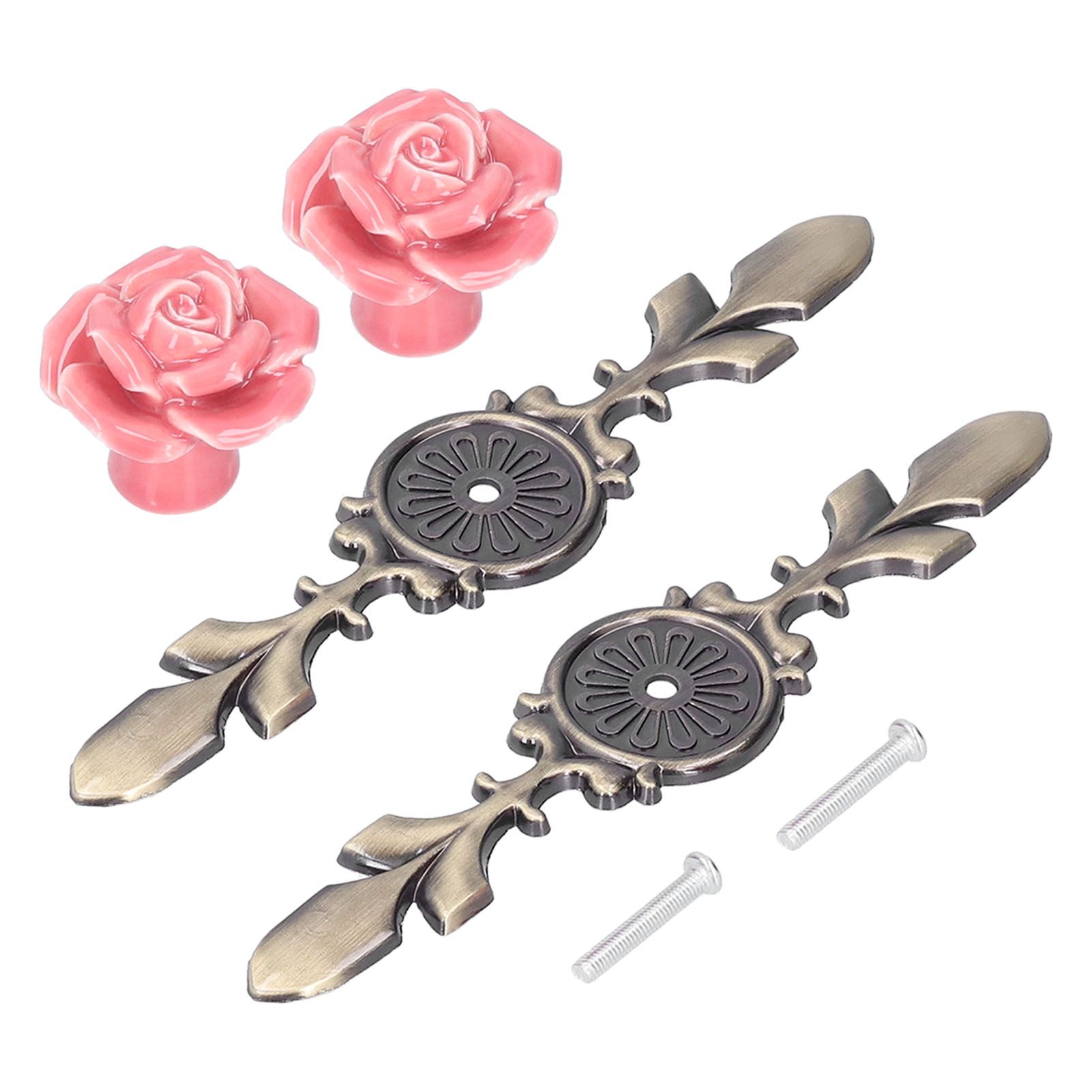 2Set Cabinet Knob Rose Flower Ceramic Pull Handle Closet Drawer Knob for Kitchen Furniture โ image 5