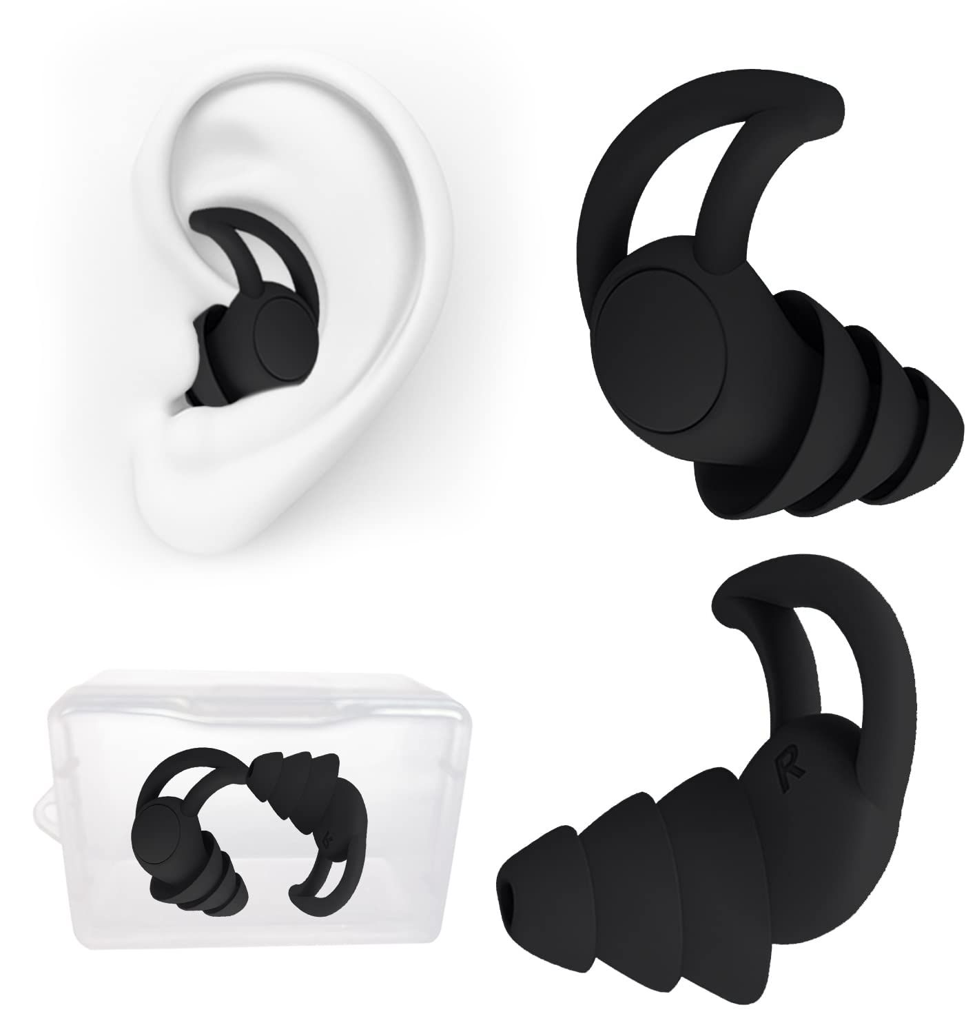 Ear Plugs for Sleeping Noise Cancelling,Washable Hearing Protection for Work, Travel, Concert, Swimming, Sleep Snoring (Black) — image 2