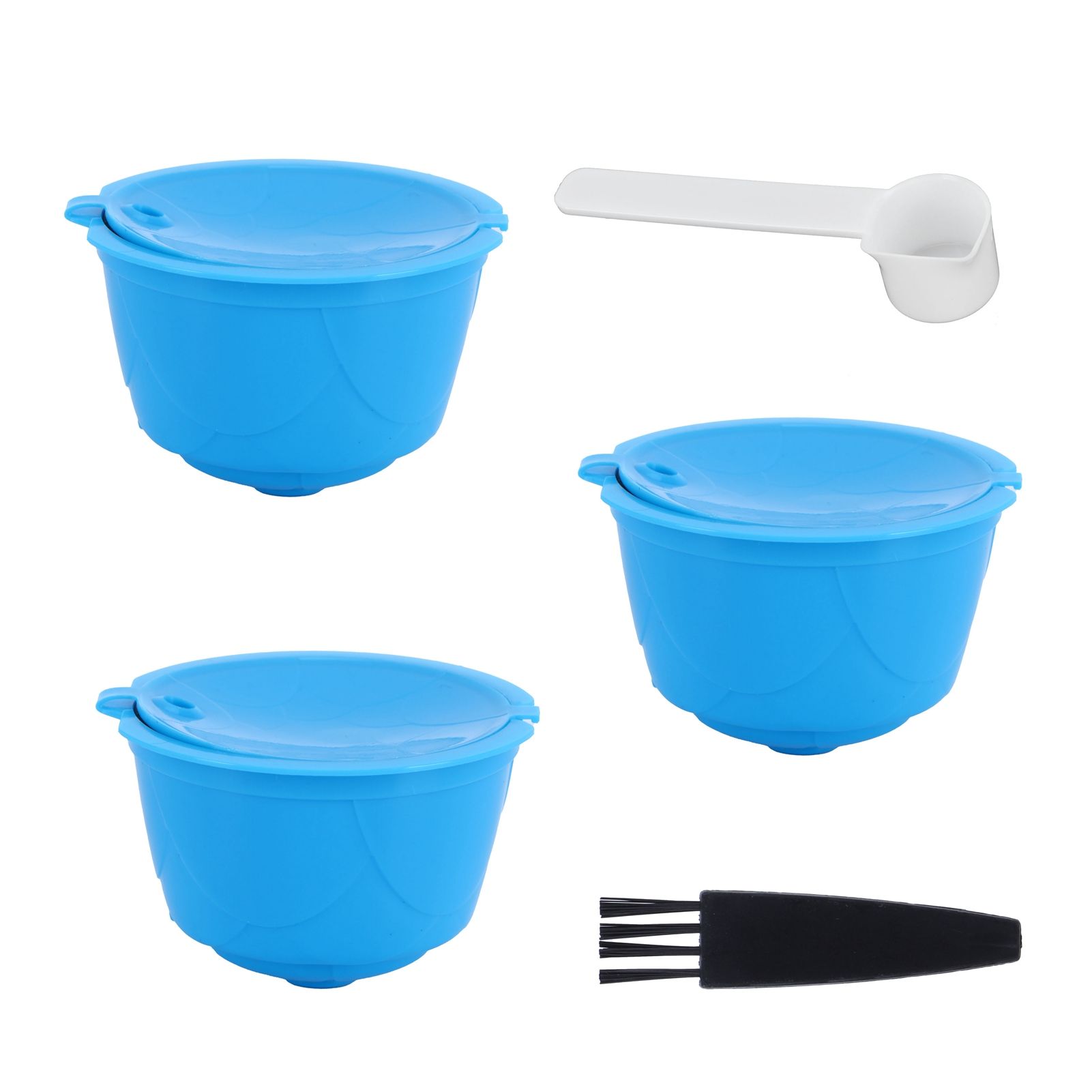 Refillable Coffee Capsule Filter Cup Kit Accessories for DOLCE GUSTO Coffee Machine(Blue 3 Capsules1 Spoon 1 Brush) — image 5