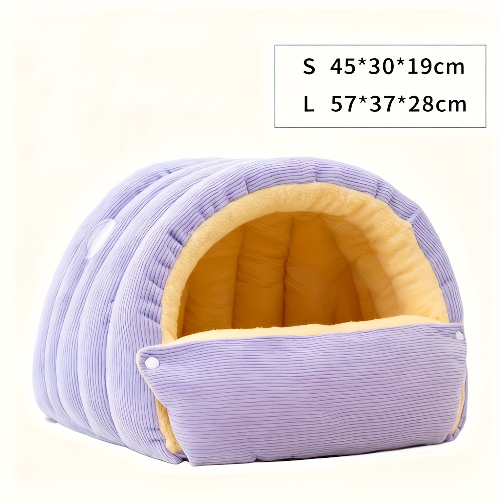 High-Elasticity Warm Cat Bed: 57×37×28cm Wrapped Design, Striped Fleece + Arctic Fleece Heat Retention, Removable & Washable(light GREEN) — image 5
