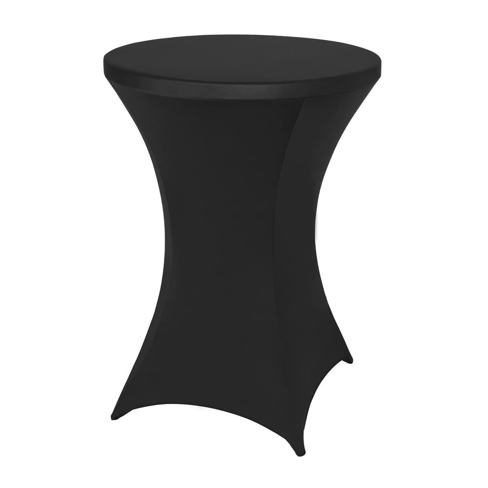 Polyester Black Table Cover, Cocktail Fitted Tablecloths, Round Highboy Stretch Table Covers Cloths for Party, Bar, Wedding, Birthday, Banquet