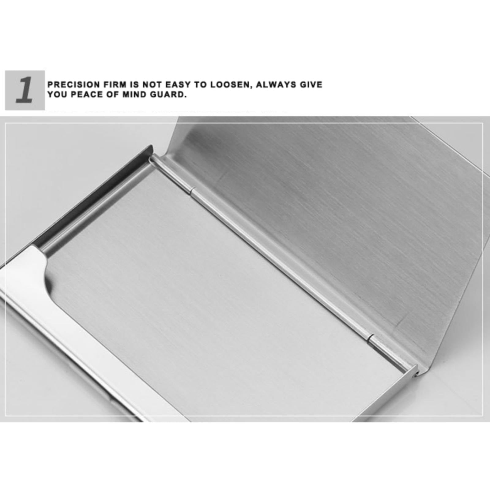 Slim Business Card Case for Men & Women, Pocket Metal Case, Professional Stainless Steel Business Card Holders, Purse Name Card Holder, Buckle Style Shut, 1 — image 3