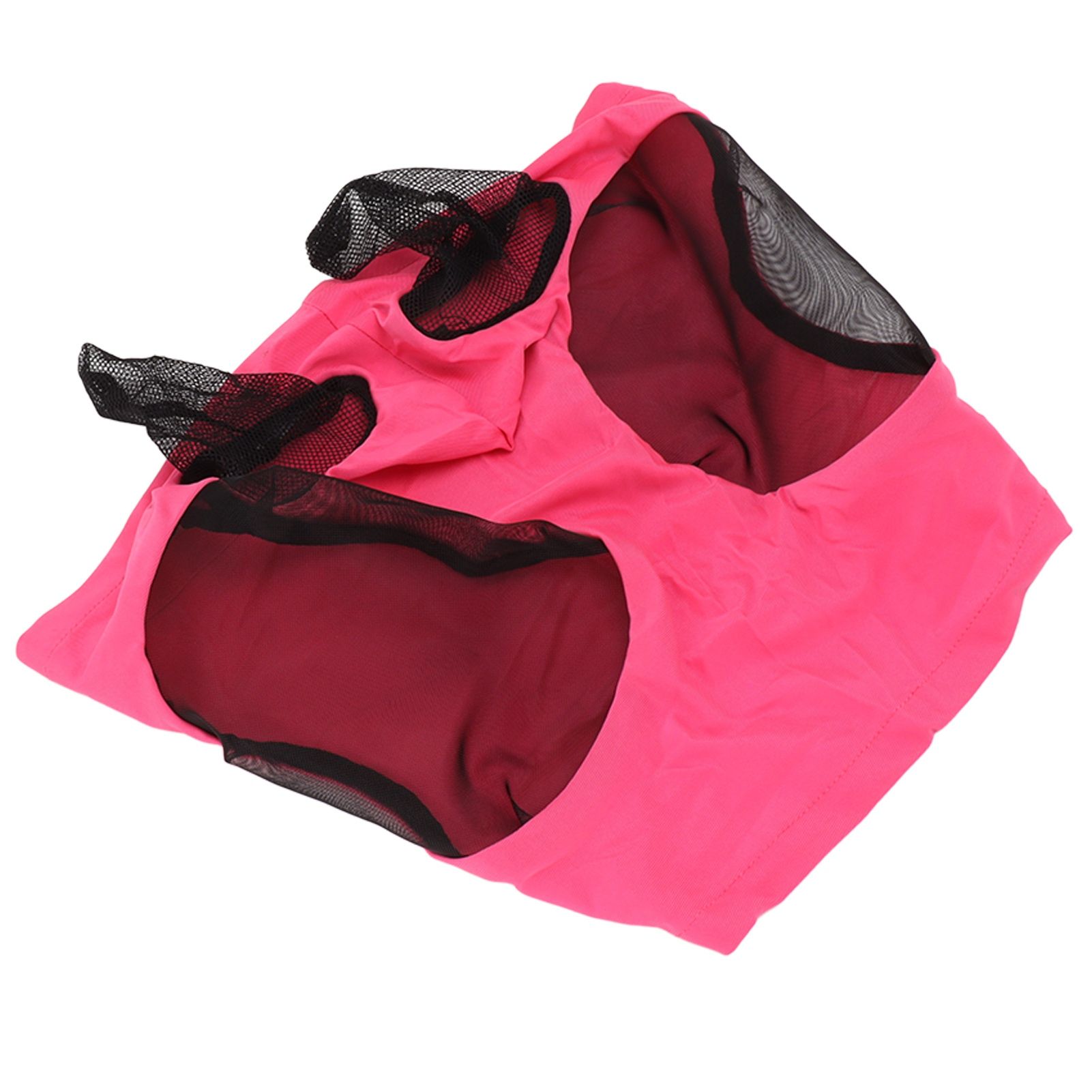 Horse Mesh Fly Mask Breathable Elastic Horse Face Mask with Ears Protection Riding Equestrian Equipment Rose Red — image 2