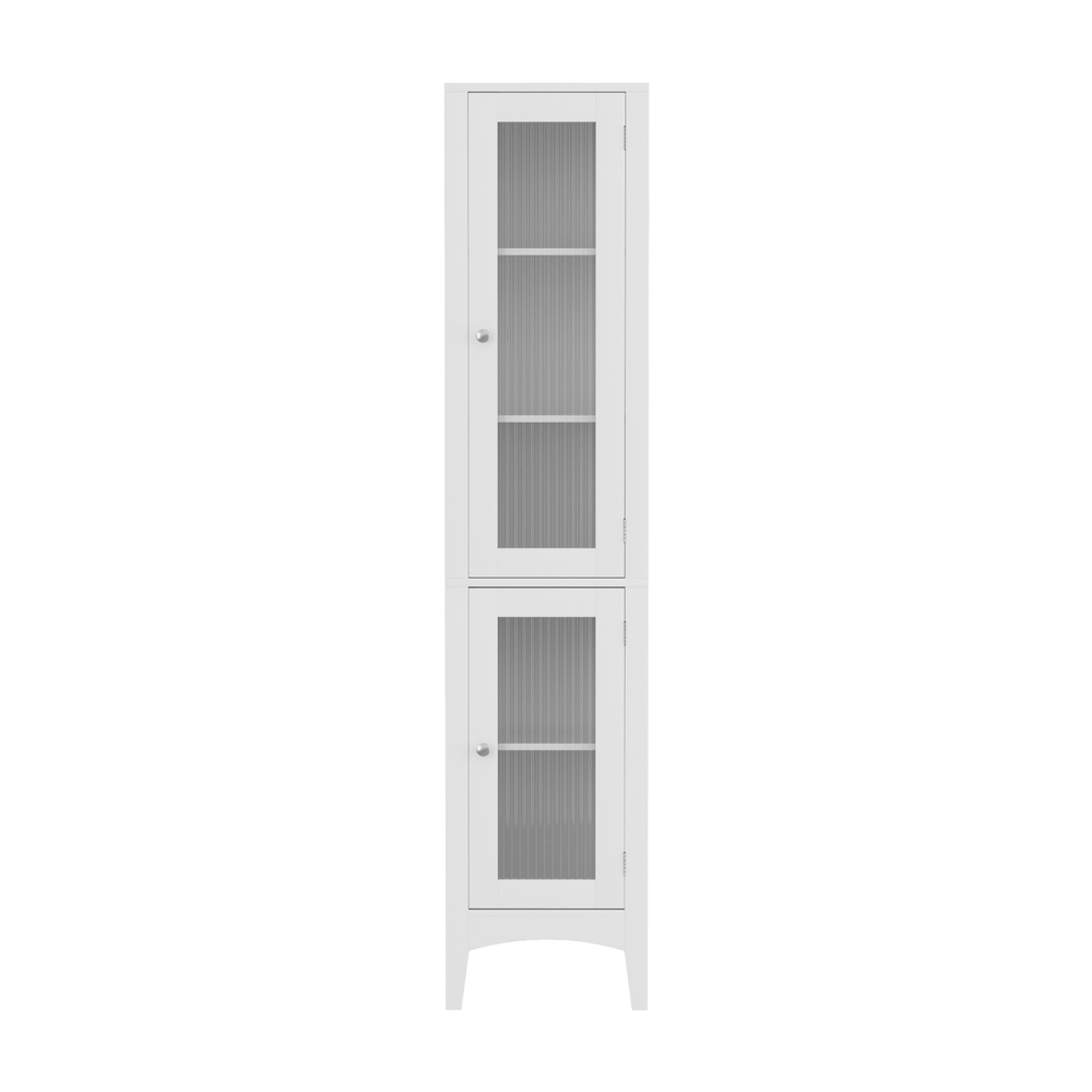 Artiss Bathroom Storage Cabinet 160cm Tall Slim Floor Cupboard Toilet Glass Door White โ image 5