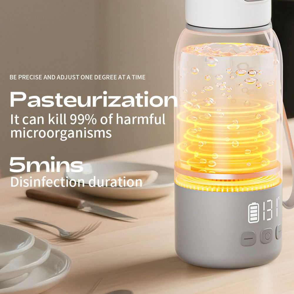 Green Portable Constant Temperature Electric Water Cup 450ml 100W Rechargeable Baby Formula Maker with 316 Stainless Steel โ image 3