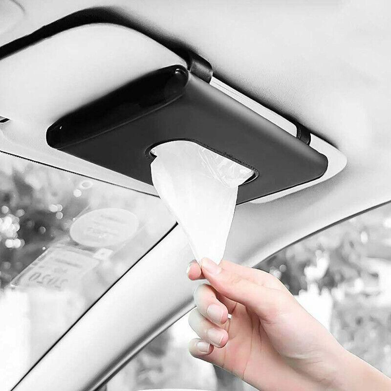 Car Tissue Box Cover Towel Sun Visor Paper Napkin Case Holder Organizer Storage — image 3