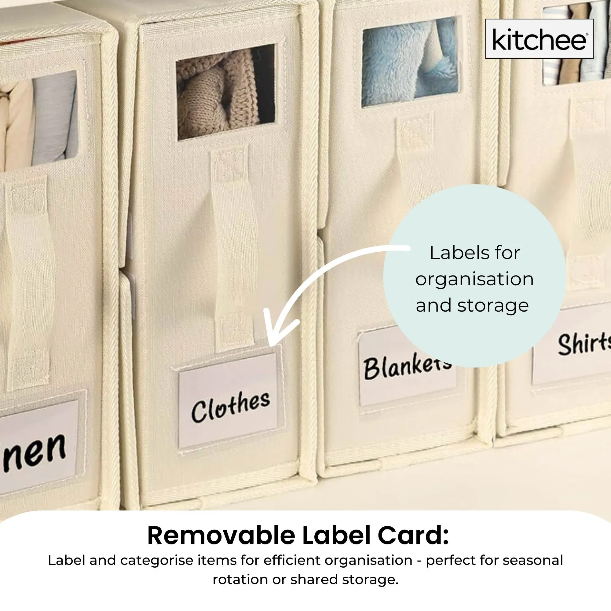 Kitchee 10x Foldable Bed Sheet Storage Box - Linen + Closet Organiser Beige — image 5