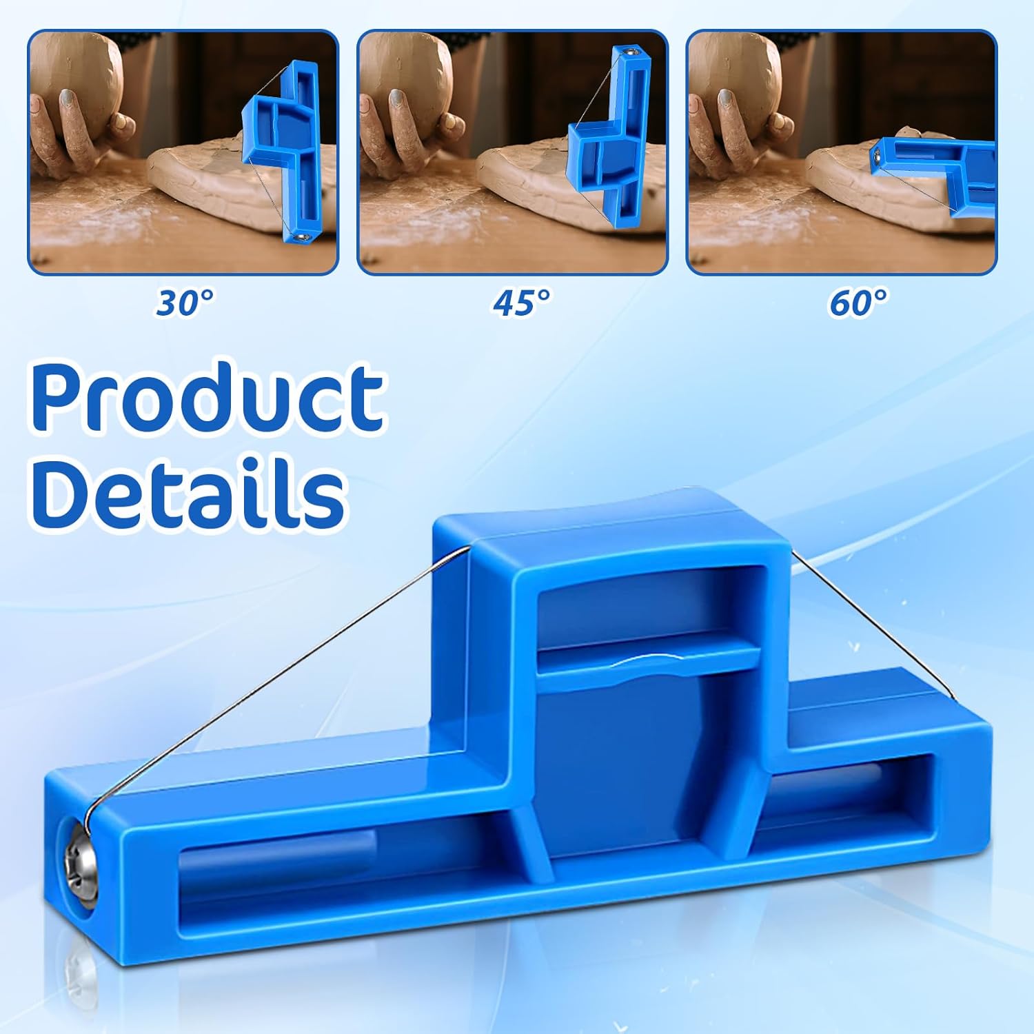 Xindojuz Angle Cutting Clay Tool, Steel Wire Bevel Cutter Small Pottery Angle Clay Trimming Tools Plastic Ceramic Wire Small Pottery Cutter for Ceramics and — image 2