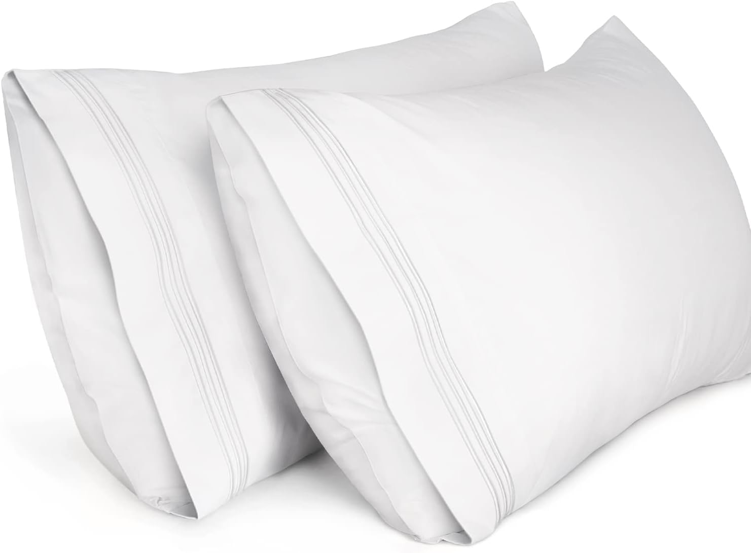 King Pillow Cases 2 Pack,1800 Thread Count Embroidered Soft Brushed Microfiber Pillowcases,White