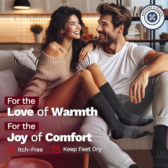 3 Pack Wool Socks for Men & Women Casual Warm Winter Cozy Thermal Socks M — image 3