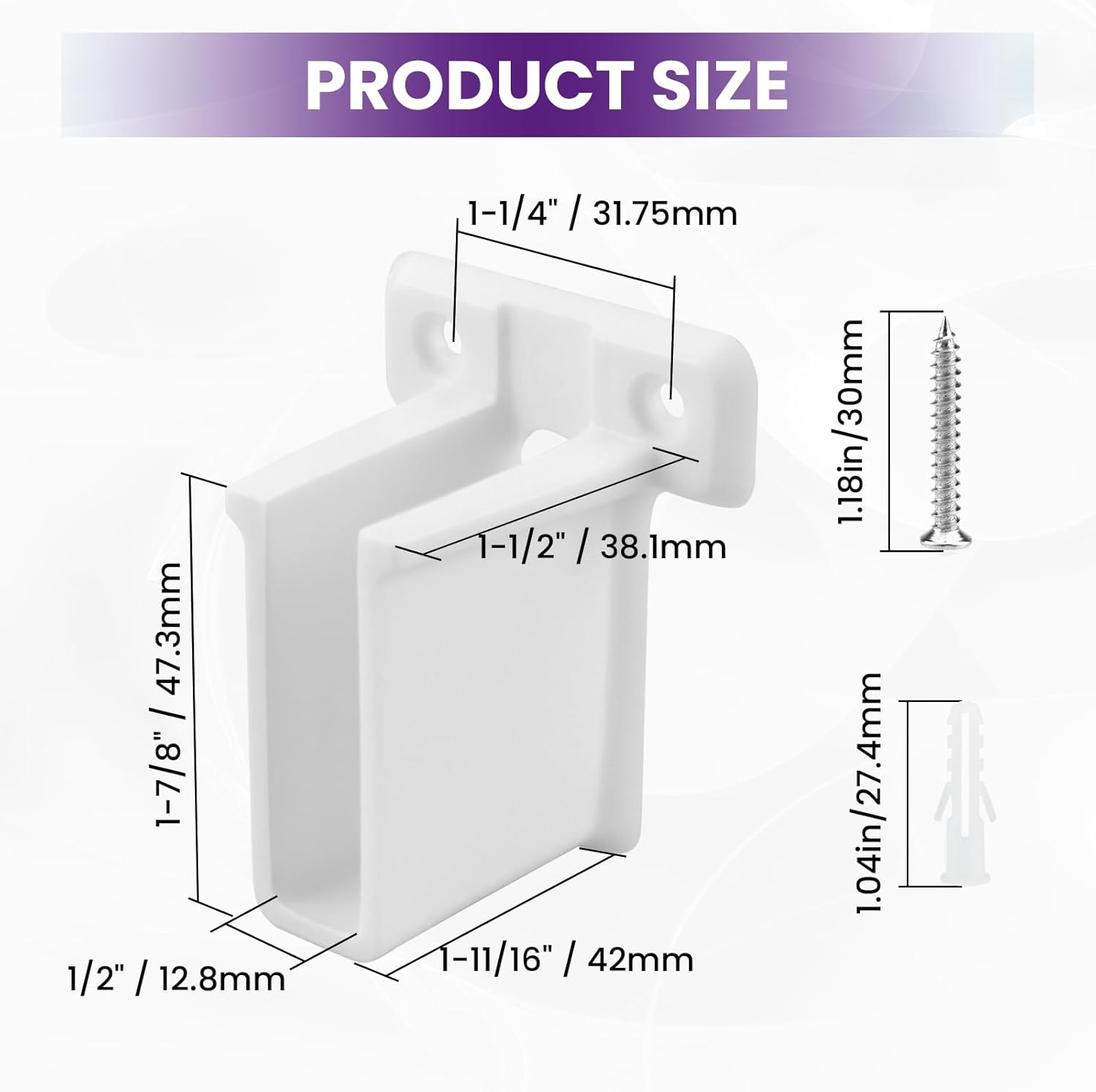 8 Pcs Wire Shelf End Bracket, White Wall Mount Closet Shelves Brackets, Wire Shelf Corner Support Bracket with Screws & Expansion Anchors for Shelves Closet โ image 2