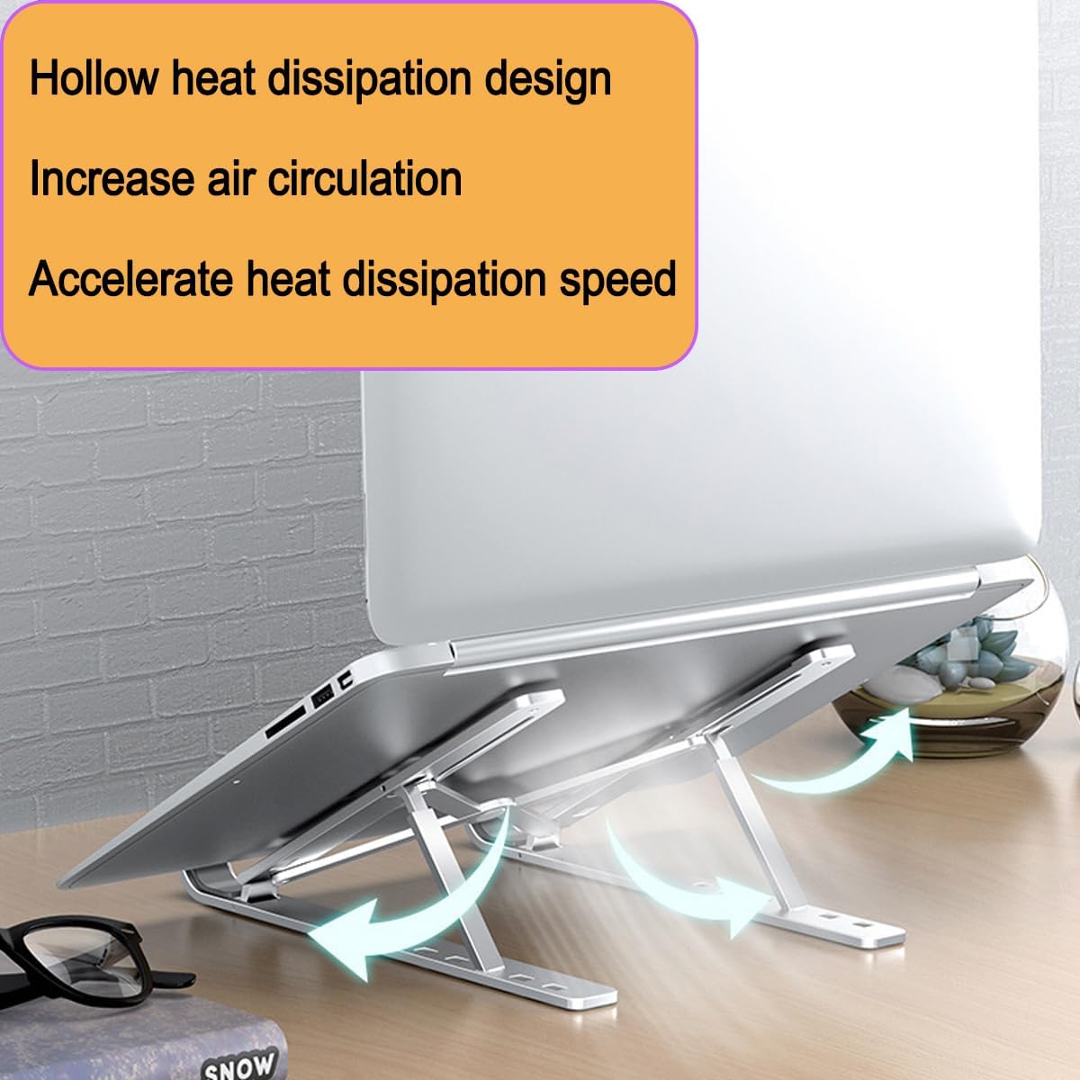 Portable Aluminum Laptop & Phone Stand, Adjustable, Foldable, Ergonomic, iPad, Tablets & Smartphones, Office Desk Accessories — image 6