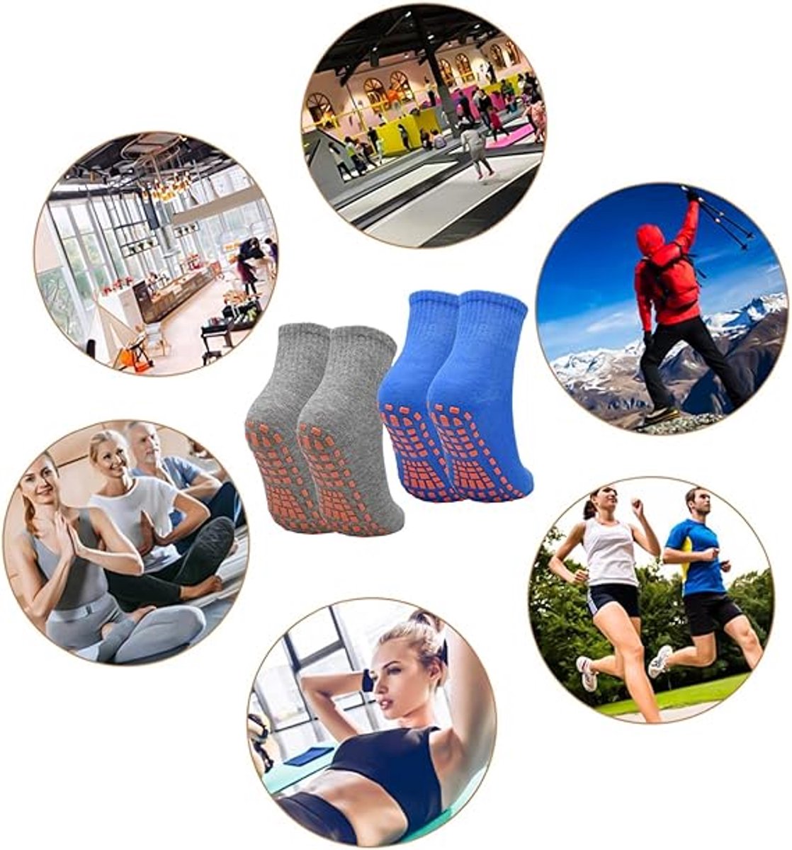 Non-slip socks (2 pairs) - Yoga socks - Non-slip yoga socks for women - Non-slip sports socks for adults - 100% cotton - Sports - Yoga - Pilates - Gymnastics โ image 4