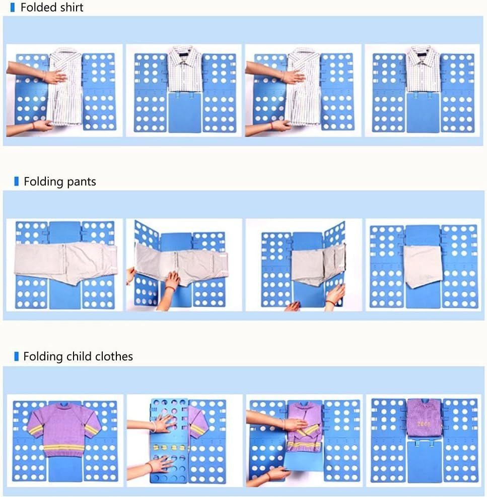 Adjustable Clothes Folding Board for T-Shirts, Pants & Towels, Durable PP Plastic Laundry Organizer with Reinforced Buckles (Blue) — image 3