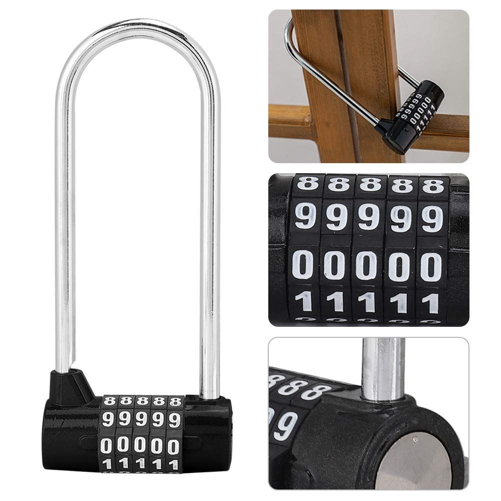5 Digit Combination Alloy Padlock,U-shape security Code Lock Extra Long Cabinet Door Padlock Locker Lock, Re-settable Combo Lock โ image 5