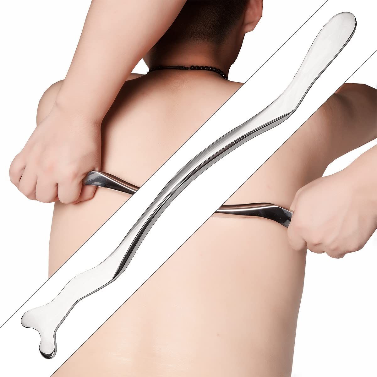 Stainless Steel Gua Sha Long Bar, Metal Guasha Scraping Tool, Muscle Scraper Stick for Deep Tissue/Fascia/Face/Scar