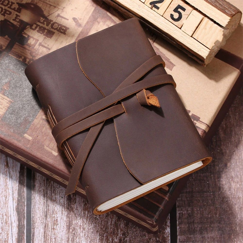 Brown Notebook Journal - Leather Journals for Writing Small Size Diary 10.5*13cm, Notepad For Women and Man, Gifts,Work,Travel — image 2