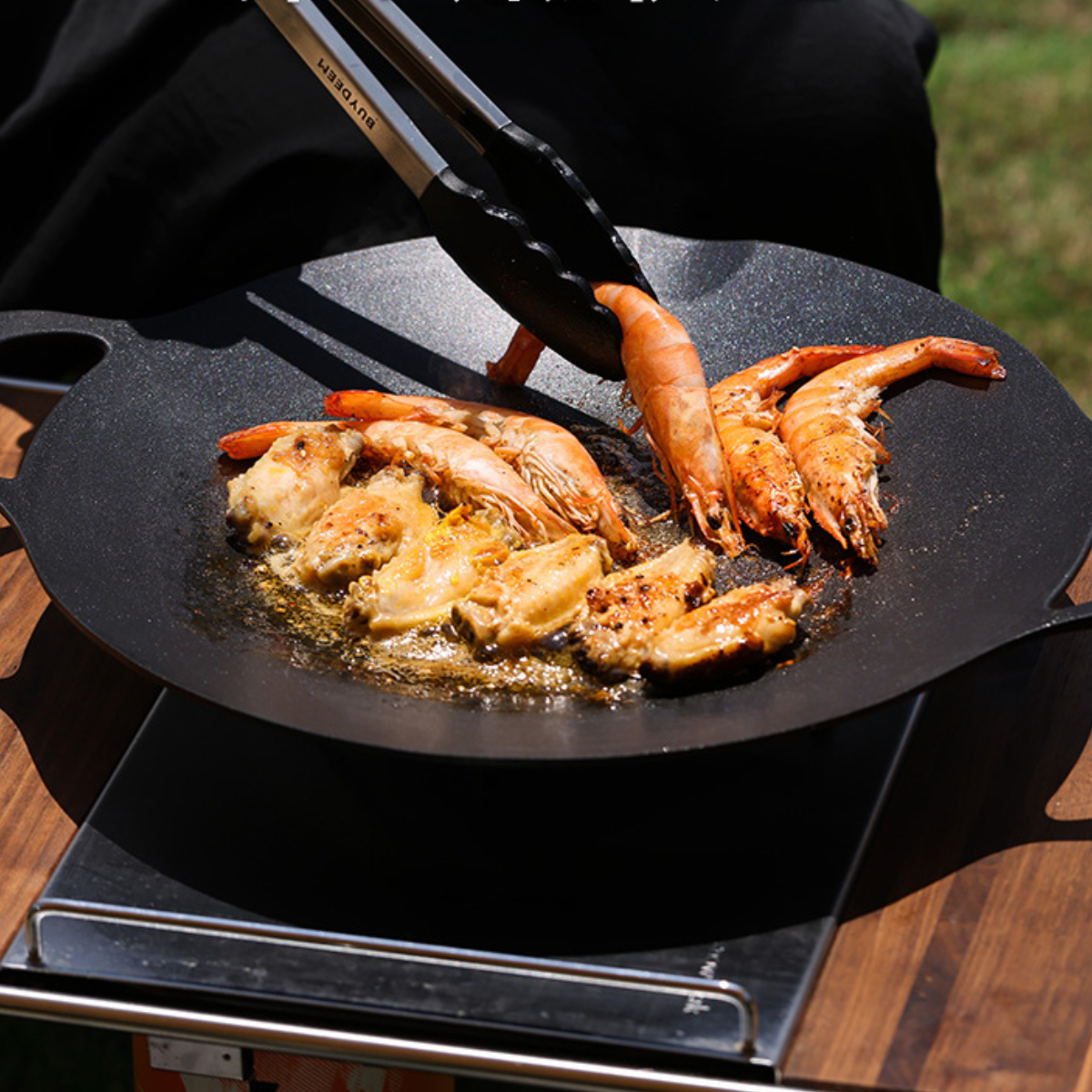 BUYDEEM Grill Pan Nonstick 36cm Round BBQ Griddle Indoor or Outdoor Cooking — image 3