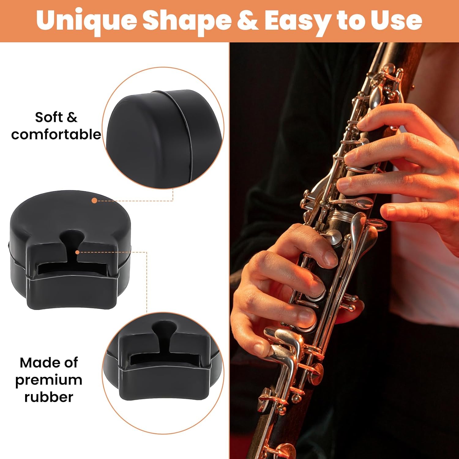 5PCS Clarinet Thumb Rest Cushion Soft Silicone Clarinets Oboe Thumb Rest Cushion Protector Thumbs Protector Fit for Most Clarinet — image 5