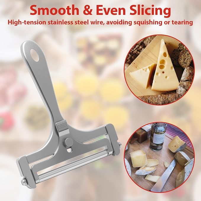 Cheese Slicer with 8 Wires Stainless Steel Adjustable Handheld Butter Block Cutter for Cheddar Gruyere Mozzarella Kitchen Slicing Tools โ image 2