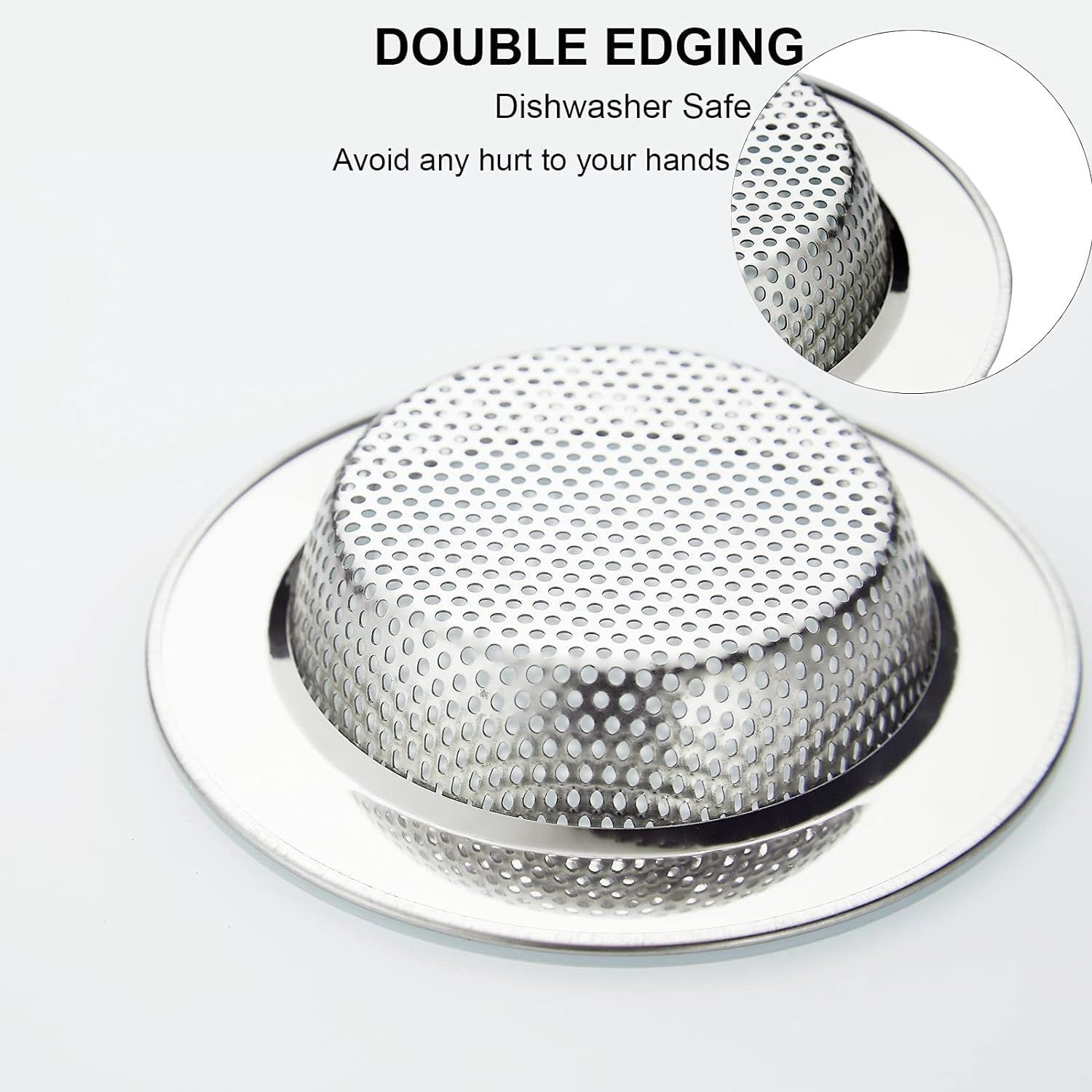 Sink Strainer Stainless Steel, Kitchen Sink Drain Strainer, Sink Strainers for Kitchen Sinks with Large Wide Rim 4.5" (2 Pack) — image 2