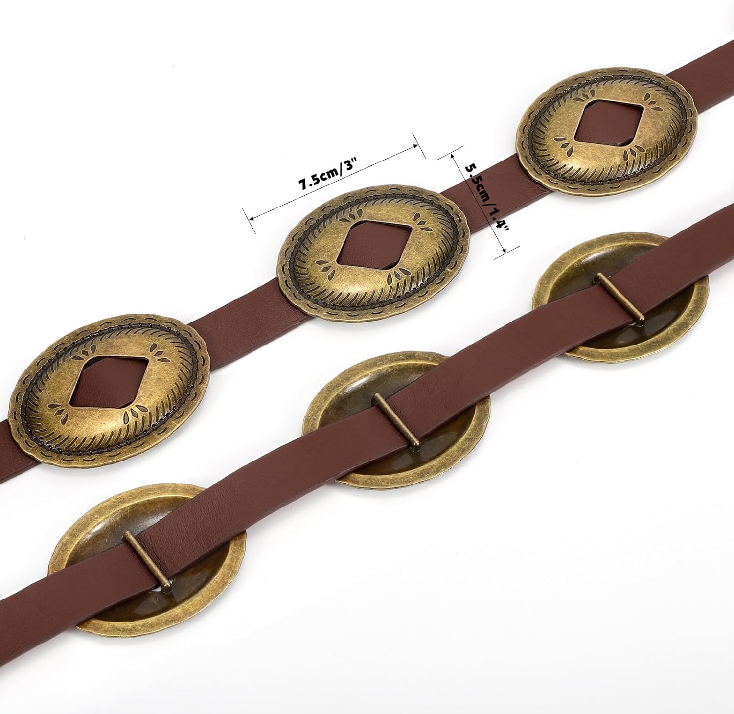 Western Belts for Woman Oval Concho Belt Cowgirl Belt Boho Disc Belt Buckle for Dress Jeans Country Concert Outfit — image 4