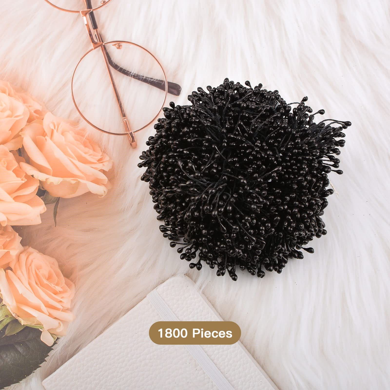 Stamens for Crafts, Artificial Flowers DIY Wedding Party Home Decoration for various types of crafts and occasions (Black, 1800) — image 3
