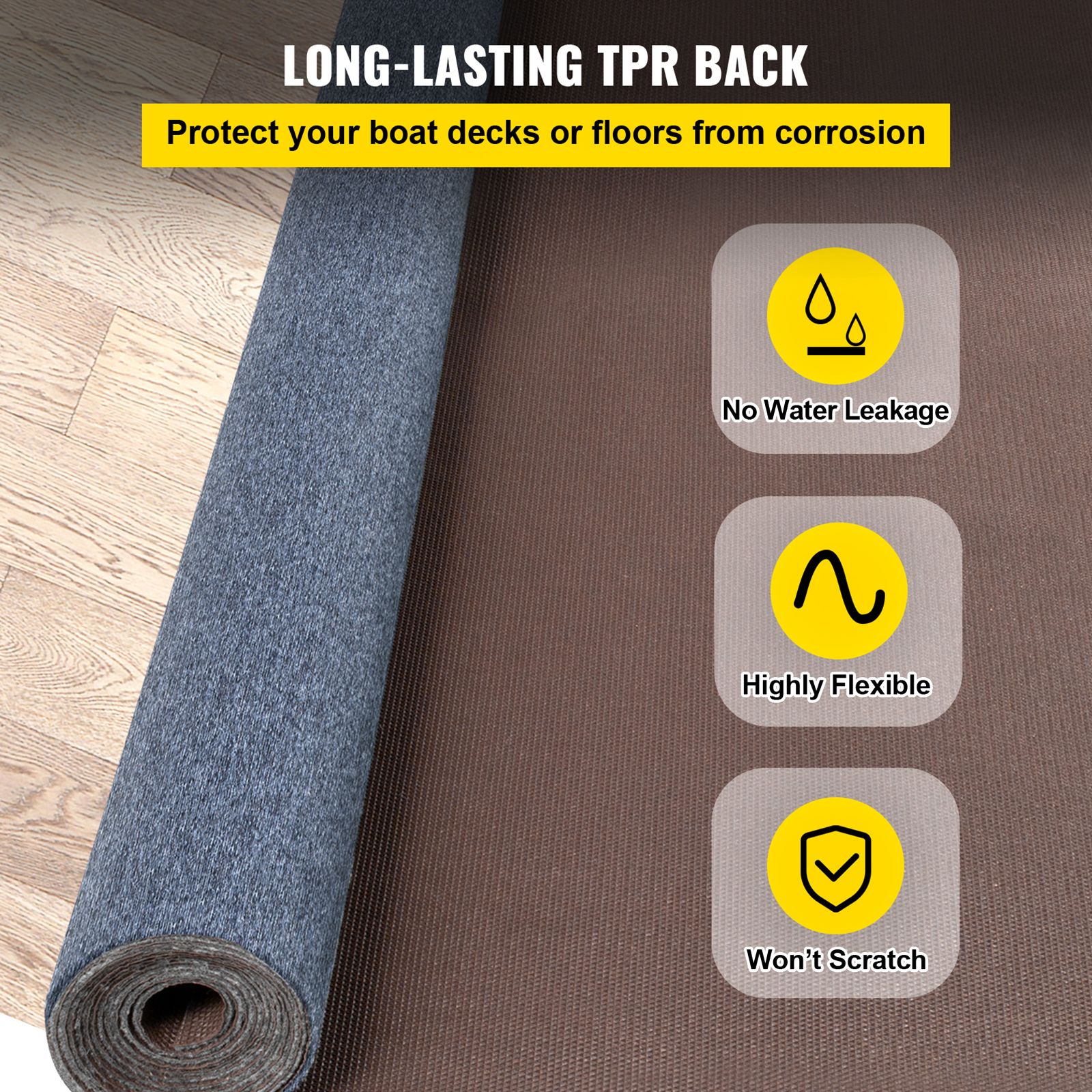 Marine Carpet 6 × 13ft Boat Area Rug Roll Cutpile In/Outdoor Patio Deck Gray, 1.8 × 4m — image 4