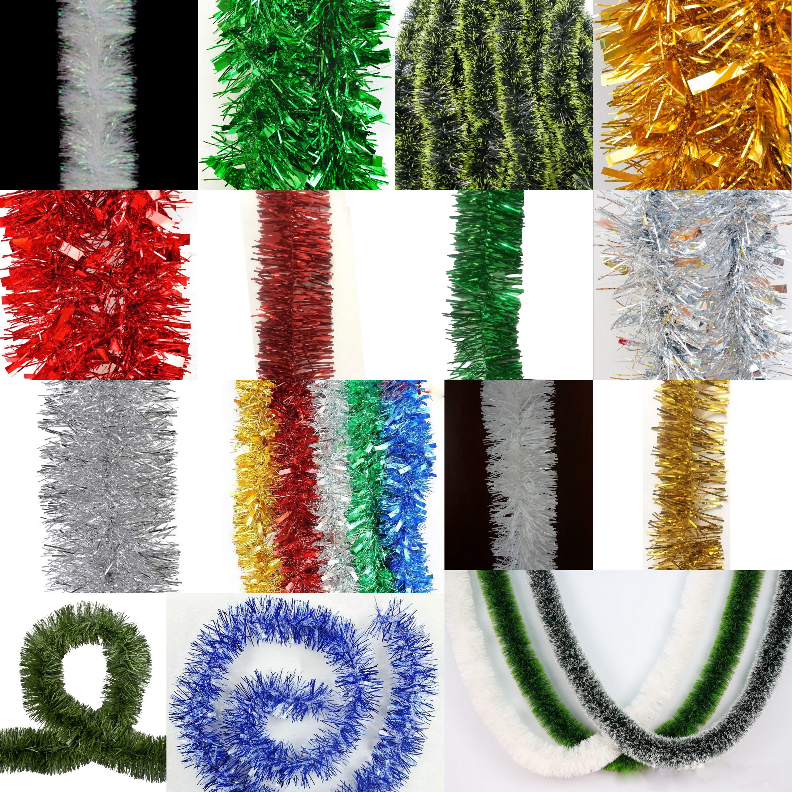 5x 2.5m Christmas Tinsel Xmas Garland Sparkly Snowflake Party Natural Home Décor, Snow Tips in Dark Green — image 2