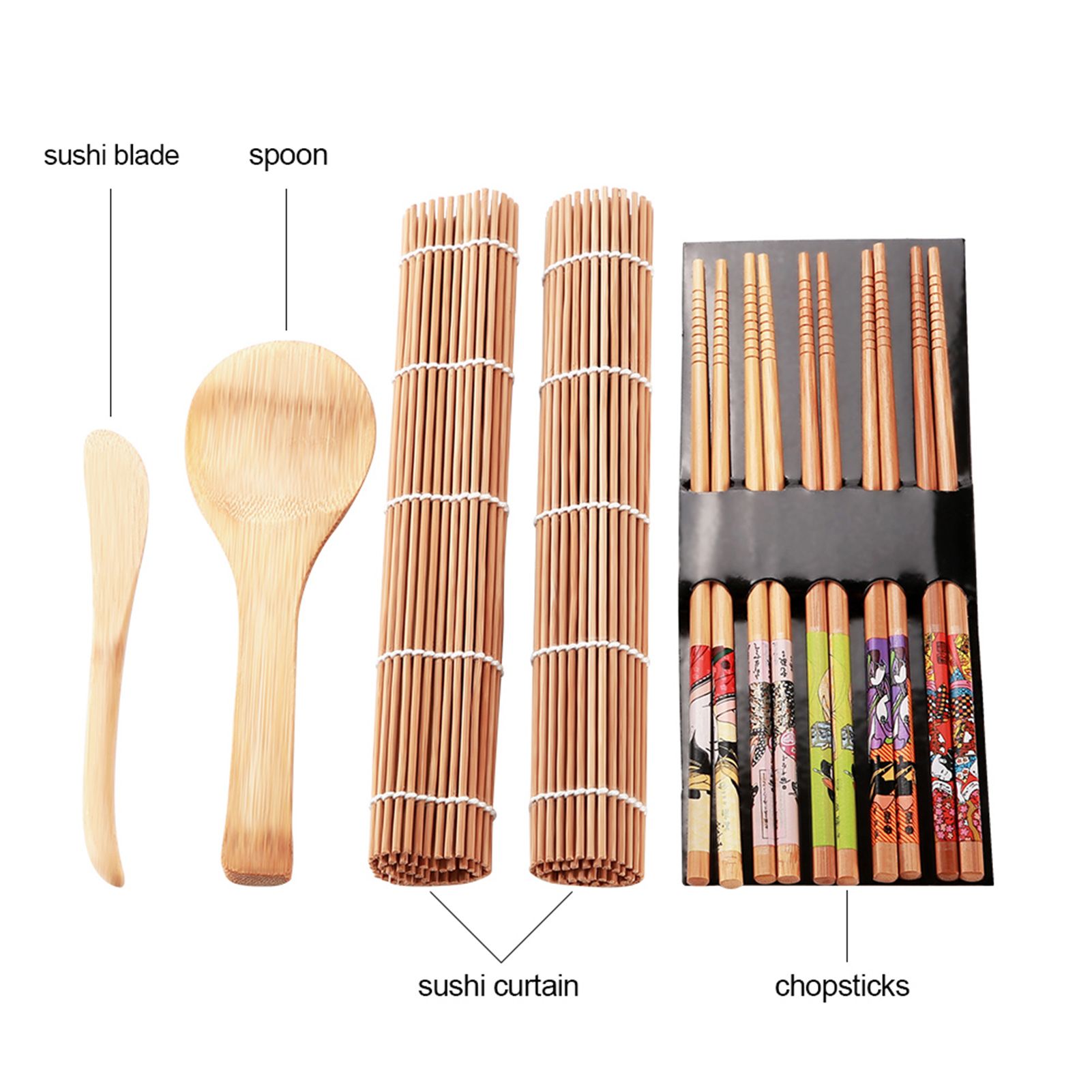 13Pcs/set Bamboo Sushi Making Kit Family Office Party Homemade Sushi Gadget For Food Lovers β image 4