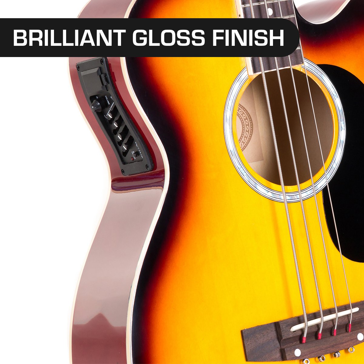Karrera 43in Acoustic Bass Guitar Sunburst — image 5