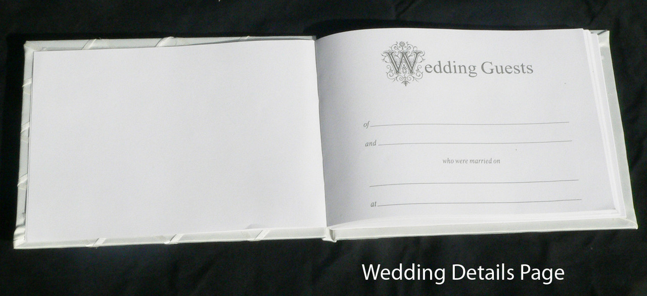 White Wedding Guest Book Register with Silver Pen Matching Stand Set 36 Lined Pages - White Sach Diamante Cover — image 4