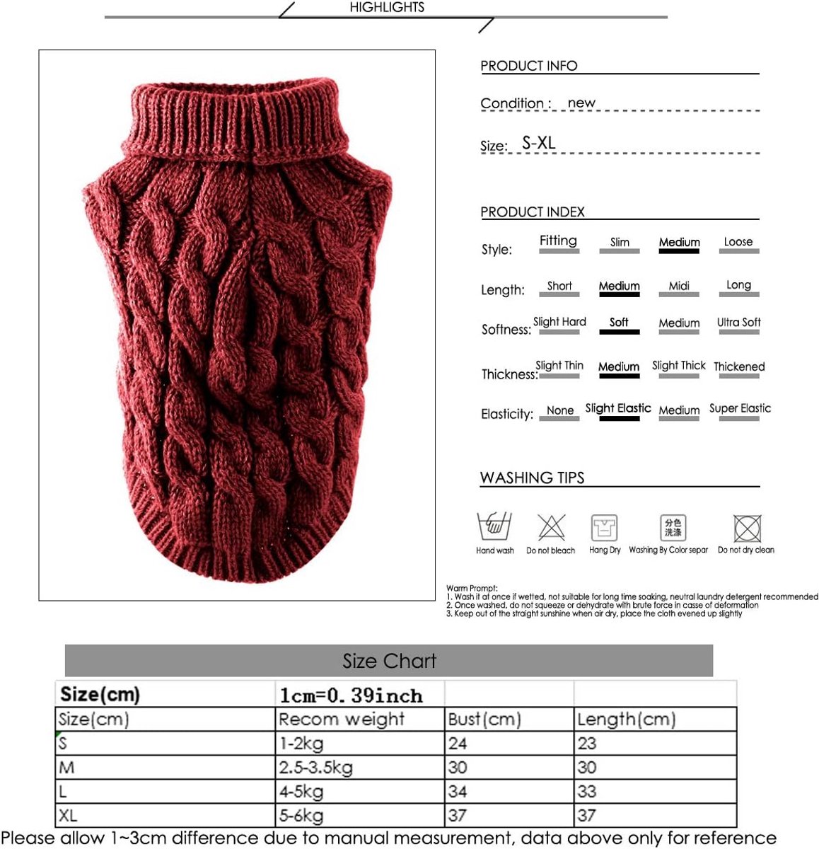Dog Coat - Dog Sweater Vest - Warm Dog Coat - Winter Dog Sweater - Soft Knitted Wool Dog Clothes - Crochet Coat - Perfect for Small Dogs - Medium-Sized Dogs — image 2