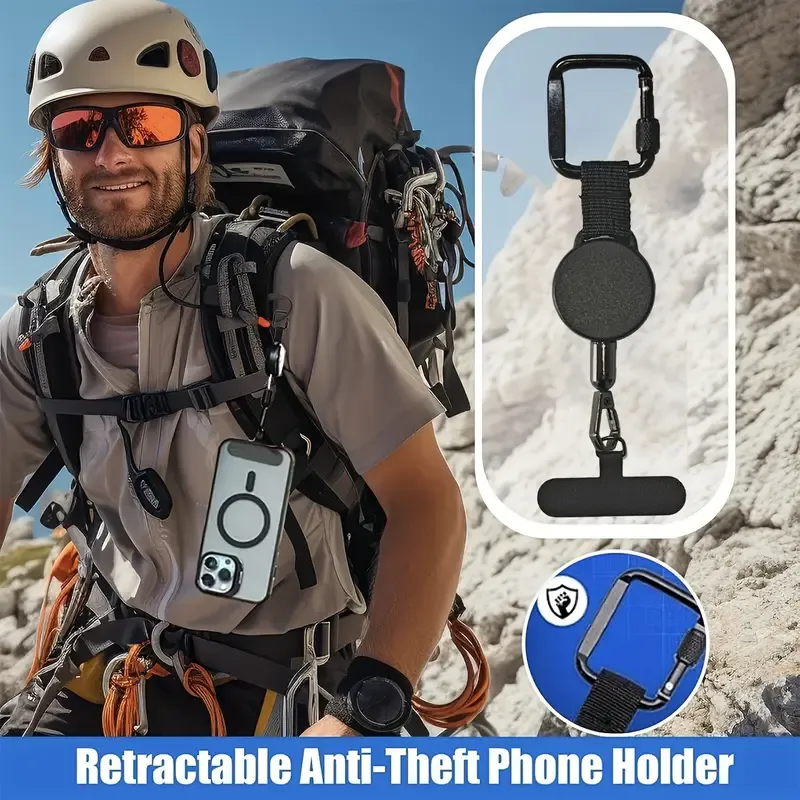 ABS alloy retractable anti-theft tether, 60-70cm steel cable, hang phone & keys, must-have anti-loss gear!/PINK — image 2