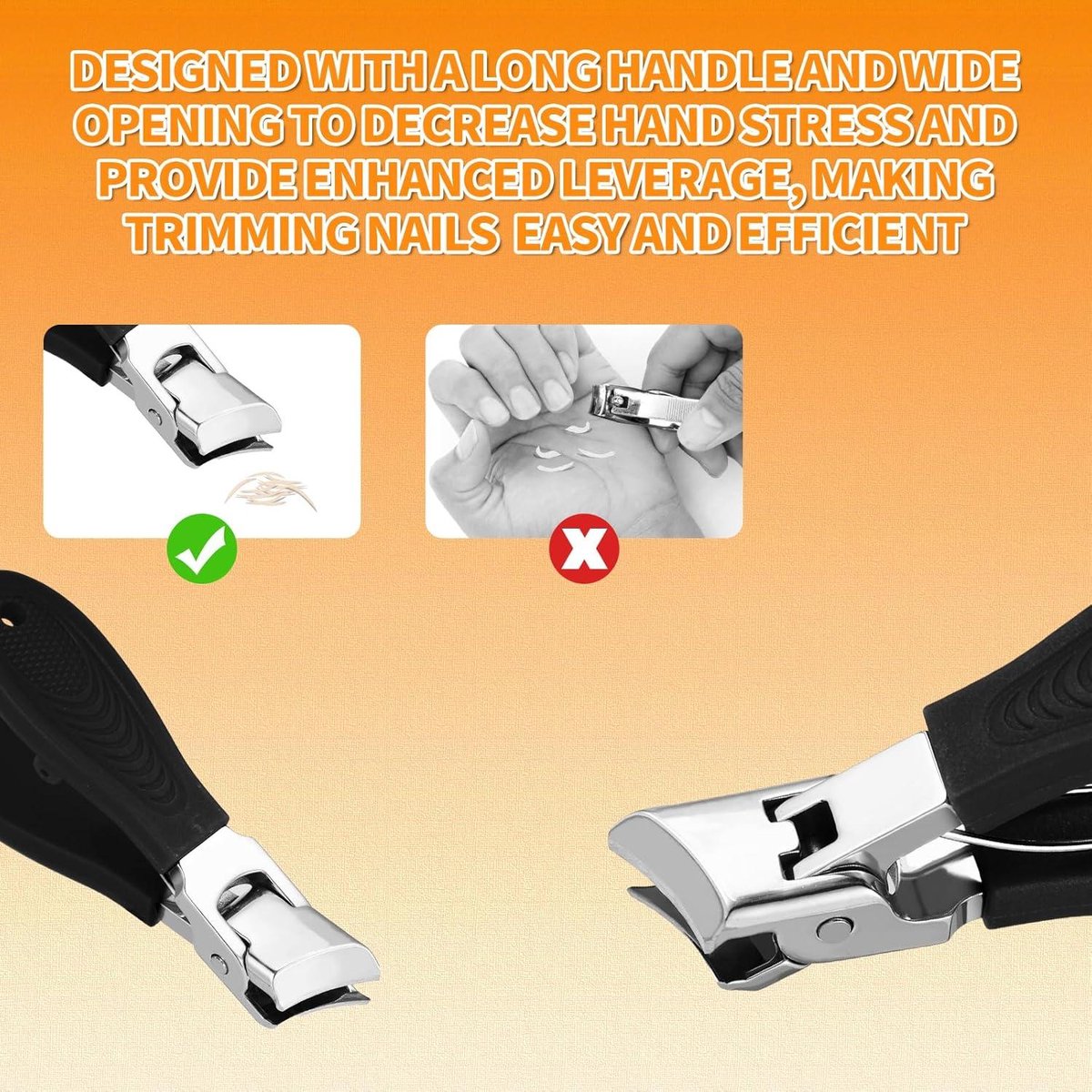 Wide nail clippers 78 x 19 cm - Anti-splash angled nail clippers with wide opening - Nail clippers for hands and feet - Pedicure and manicure tool for men and โ image 4