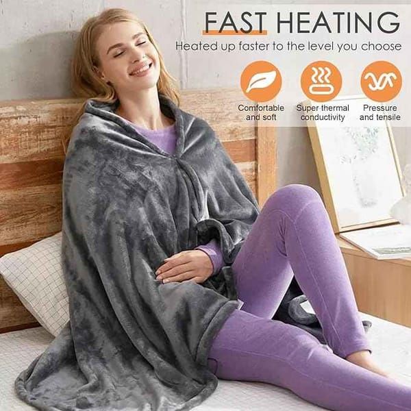 Gray Heated Wearable Blanket with Carbon Fiber Core & Adjustable Heat โ image 4