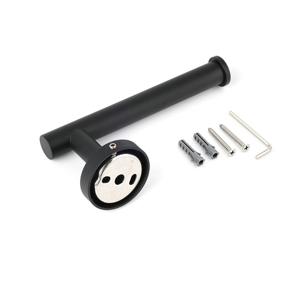Matt Black Round Stainless Steel Toilet Paper Roll Tissue Holder Bathroom Wall — image 4