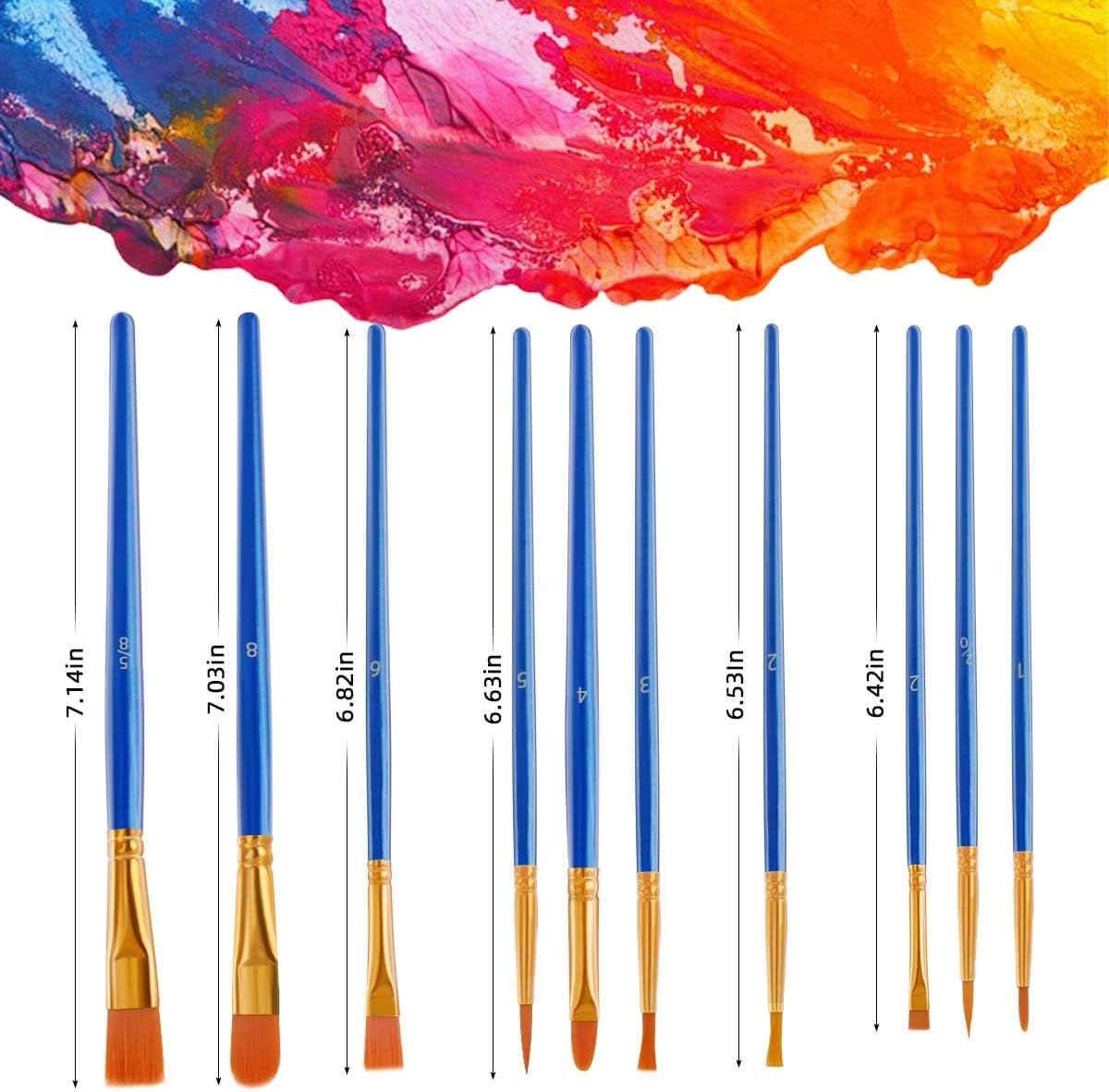 20 Pcs Paint Brushes Painting Brush for Acrylic Oil Watercolor Flat and Round Set Washable Artist Small Bulk Toddler Hog Bristle Art Pack — image 4